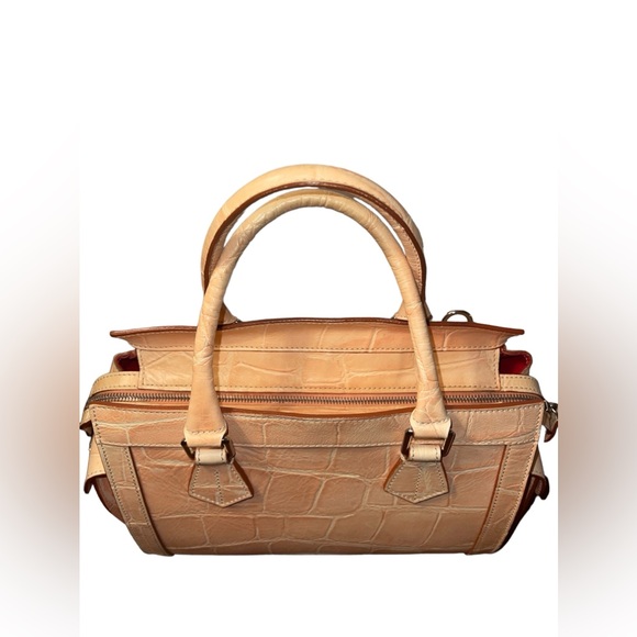 Vintage Dooney & Bourke Peach Medium Side Pocket Satchel Hand Bag Made In Italy - Picture 6 of 15